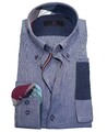 Langarmhemd R2 Westbrook Modern Fit in blau melange Struktur Gr. 38 bis 46