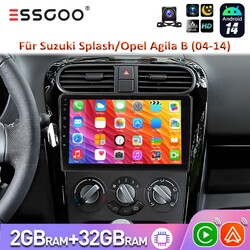 2+32G Für Opel Agila B 04-14 Suzuki Splash Autoradio Android 14 CarPlay GPS +KAM