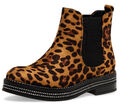 Caspar SBO092 Damen Chelsea Boots Glitzer Strass Dekor Leo Leopard Animal Print