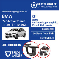 Für BMW 2er Active Tourer Typ F45 11.2013-10.2021 AHK starr +13pol spez. E-SatzZUGLAST=1600kg STÜTZLAST=80kg
