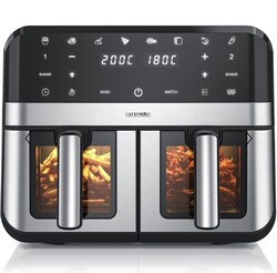 Heißluftfritteuse XXL Doppelkammer Airfryer 9L, Dual Zone, Sichtfenster