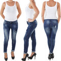 DAMEN SKINNY RÖHREN STRETCH HÜFT JEANS HOSE SLIM FIT BLAU RÖHRENJEANS HÜFTJEANS