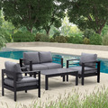 MeXo Gartenmöbel Set Aluminum Sitzgruppe Balkonmöbel Lounge Gartenset Schwarz