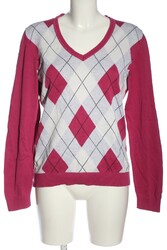 TOMMY HILFIGER V-Ausschnitt-Pullover Damen Gr. DE 40 pink-hellgrau-weiß