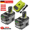 18V 9,0Ah Akku für RYOBI One+ Plus Lithium RB18L50 P108 P109 Batterie/ Ladegerät