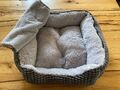 Hundebett waschbar  Korb Neuwertig Grau Abnehmbare Decke Kleine Hunde bis 9 Kg