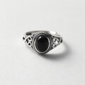 Ring Silber 925 mit Schwarzem & Rot Stein – Vintage Damenring Elegant