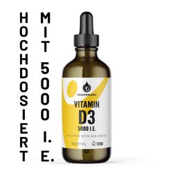 Vitamin D3 5000 I.E. 50ml Tropfen, HOCHDOSIERT, vegetarisch, flüssig, PREMIUM