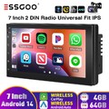 7" Apple Carplay Android 14 Autoradio GPS NAV RDS Touch Screen 4+64G 2DIN Kamera