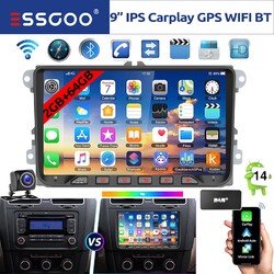 9" DAB+ Apple Carplay Android 14 Autoradio GPS Navi Für VW Passat GOLF 5 6 Polo