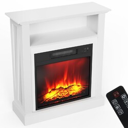 Elektrokamin Elektrischer Kamin Heizgerät Mit LED Flammeneffekt Holzrahmen Timer