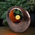 Außenleuchte Solarlampe Gartendeko LED crackle Glas Kugel messing Feuer-Effekt
