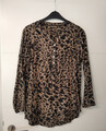 Blusen-Shirt, Damen, Gr. 40, animalprint, schwarz-braun, Knöpfe, leichter Stoff