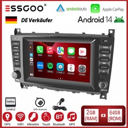 Für Mercedes C Klasse W203 CLC W209 Autoradio Navi BT Android14 2+64G Carplay FM