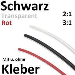 Schrumpfschlauch SCHWARZ / Transparent / Rot - 2:1 3:1 - mit/ohne Kleber bis 10m