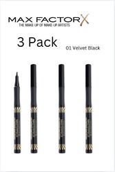 3 x Max Factor Masterpiece High Precision Liquid Eyeliner - VELVET BLACK 01