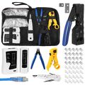 Netzwerk Werkzeug Set RJ45 Crimpzange Set mit 50 x RJ45 Stecker Cat7/Cat6a Pa...