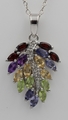 Edler 2,85 Carat Multi Edelstein Anhänger 925 Silber Collier Kette Schmuck