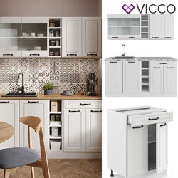 Küchenzeile Küchenblock Einbauküche R-Line Single Landhaus Weiß 160 cm Vicco