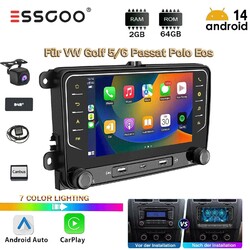 Für VW Tiguan 2007-15 T5 Transporter Android 14 Autoradio  64GB GPS Navi KAM DAB