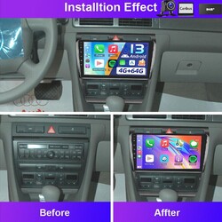 DAB+ 4+64G Carplay Android 14 Autoradio GPS NAVI WIFI RDS Für Audi A6 4B2 4B5 C5