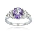 Sterlingsilber Amethyst Und Weiß Topas Oval Ringgröße 5