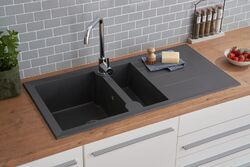 Küchenspüle Einbauspüle Spüle Granit Mineralite 100 x 50 Grau Respekta Alineo