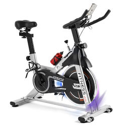 Heimtrainer LCD Indoor Cycling Fitness Bike Fahrrad Trimmrad Hometrainer Silber