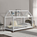 [en.casa] Kinderbett 90x200cm Haus Holz Weiß Bettenhaus Hausbett Kinder Bett