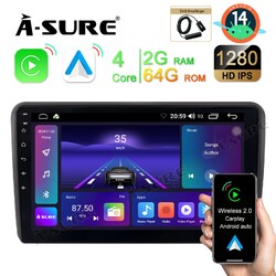 2+64GB Android 14 Für AUDI A3 8P 2003-2012 Autoradio Apple Carplay GPS Navi DAB+