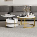 2er Set Couchtisch Kaffeetisch Beistelltisch Rund Sofatisch Wohnzimmer Tisch DE
