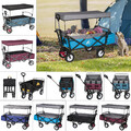 Faltbar Bollerwagen Gartenkarre Transportwagen Handwagen Dach Kinder 80 kg #1821