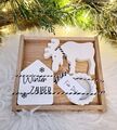 Geschenk Set 'Winterzauber' Holztablett Weihnachten Deko Lichthaus Raysin