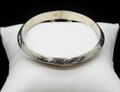 Sterlingsilber einfache wirbelnde Designs Manschette Armband 7,0" #FMC914