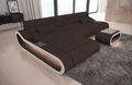 Sofa Eckcouch Couch Polstersofa CONCEPT L Form Strukturstoff Braun Ottomane LED