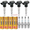 4x CHAMPION Zündspule + 4x NGK Zündkerze für VW Lupo 6X1 6E1 1.0 Skoda Fabia I