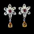 925 Sterling Silber Ohrringe Birne Citrin Aquamarin Tansanit Edelstein Schmuck