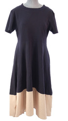 COS Kleid marineblau beige Farbblock Kontrastplatte Baumwolle Stretch Lagenlook Größe M