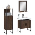 Badmöbel Set Badschrank Unterschrank Badspiegel Midischrank 3-tlg. vidaXL
