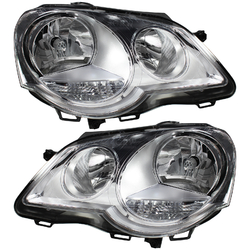 Scheinwerfer Set Satz für VW Polo 9N3 Bj. 05-09 chrom H7/H1 inkl. Stellmotoren
