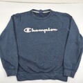 Champion Herren Pullover Gr. M Blau Sweatshirt Logo Pullover Crewneck Streetwear