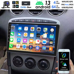 DAB+ Autoradio 4+64G Android 13 Carplay GPS RDS +KAM Für Peugeot 308 408 2007-13