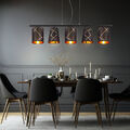 Pendelleuchte Hängelampe Wohnzimmerlampe Textil goldfarben 5x E27 H 140 cm