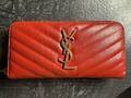 Original YSL Geldbörse Leder Rot 