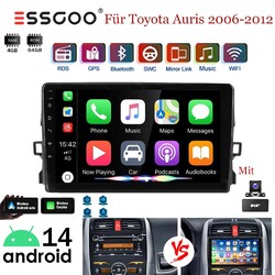 DAB+ Android 14 Autoradio Für Toyota Auris 2006-2012 Carplay GPS Navi BT 64G KAM