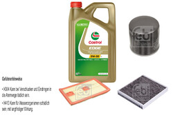 FEBI BILSTEIN Inspektionspaket 5L Castrol EDGE Titanium FST 5W-30 LL für VW Polo