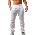 Herren Leinenhose Freizeit Stoffhose Fitness Kordelzug Sommer Lose Jogginghosen