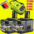 2x Original Für Ryobi Akku 18V 12,0Ah HP Lithium ONE Plus RB18L50 P108/Ladegerät