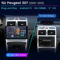 4G Android 13 Autoradio 6G+128G Carplay Für Peugeot 307 SW CC 2002-2013 GPS Navi