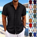 Herren Knopf Kurzarm Hemd Strand Bluse Freizeit Hemden Sommer Shirts Basic Tops